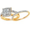 Pompeii3 1 1/10 Ct Diamond Cushion Halo Engagement Ring Wedding Set 10k Yellow Gold - 3 of 4