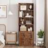 Bookcase with Doors Farmhouse Bookshelf 11.8in Depth Wooden Display Storage Shelves 71.4in Tall Bookcases - 4 of 4