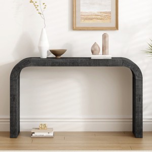 52'' Wooden Narrow Console Table, Curved Edge Entryway Table with Natural Texture, Contemporary Design for Living Room, Hallway – Cuddlewood - 1 of 4