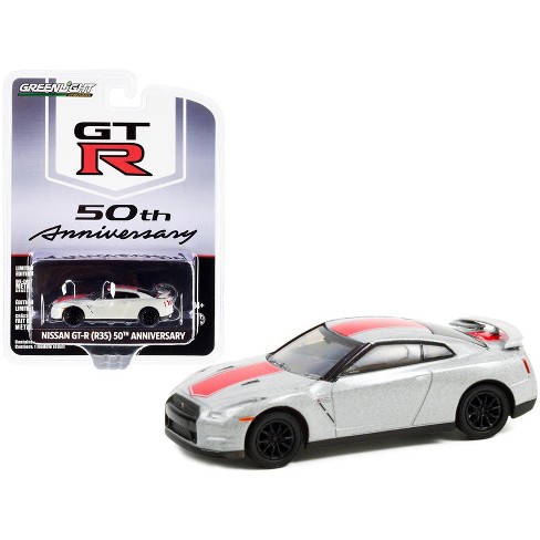 Gt-r (r35) Off White With Red Stripes "gt-r 50th Anniversary" 1/64 Diecast Model By : Target