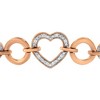 Haus of Brilliance 14K Rose Gold Plated Silver Diamond Accent Circle and Heart Link Bolo Bracelet - 4 of 4
