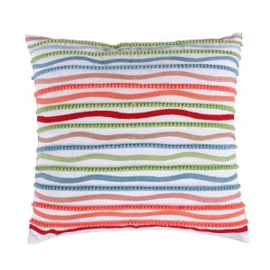 Simone Floral Multi Crewel Pom Pillow - Multicolor - Levtex Home - 1 of 3