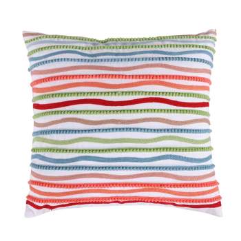 Simone Floral Multi Crewel Pom Pillow - Multicolor - Levtex Home