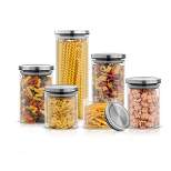 JoyJolt Glass Food Storage Jars Containers, Glass Storage Jar Stainless Steel Lids Set of 6 Kitchen Glass Canisters