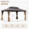 YARDSIGHT Hardtop Gazebo, Aluminum Frame Permanent Pavilion with Curtains and Netting,Double Roof,Designed for Garden, Lawns, Patio - 3 of 4