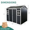 8x4FT Outdoor Patio Resin Garden Shed,Plastic Garden Storage Shed With Floor And Window,Lockable Door For Garden Tools,Bicycles-Coolbibila - 4 of 4