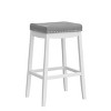 Monarch Specialties Bar Stool Set Of 2 Bar Height Saddle Seat Wood Pu Leather Look White Grey Transitional - 3 of 4