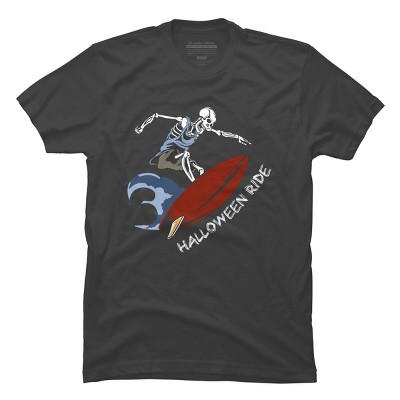Men's Design By Humans Halloween Surfing Zombie Skeleton Funny Costume t shirt By graceandfinn T-Shirt