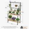 3 Tier Heavy Duty Plant Stand with Wheels - Hanging Rod & Grid Panels Multi Layer Flower Rack for Indoor Outdoor Home Garden Patio - 3 of 4