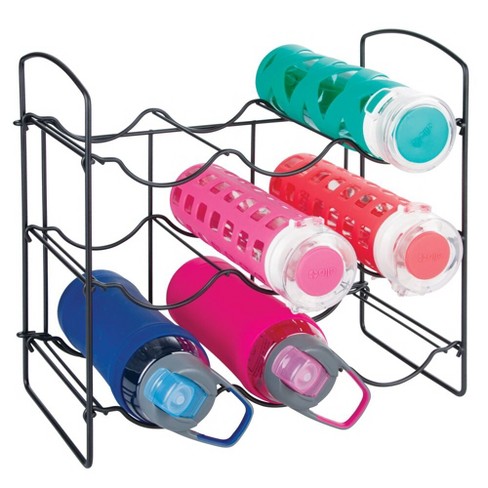 mDesign Metal Water Bottle Storage Organizer Rack, Holds 9 Bottles