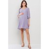 Hello Miz Women's Swiss Dot V Neck Split Sleeve Maternity Dress - 4 of 4