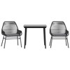 vidaXL 3 Piece Patio Dining Set - Black Poly Rattan - Cushion Seats - Tempered Glass Table - Outdoor Garden Furniture - 2 of 4