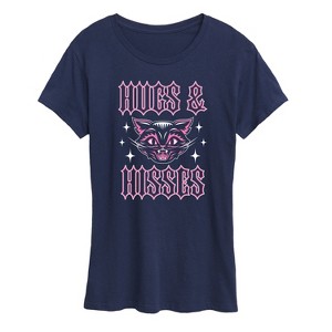 Women's - Instant Message - Valentine's Day Hugs And Hisses Cat Short Sleeve Graphic T-Shirt - 1 of 4
