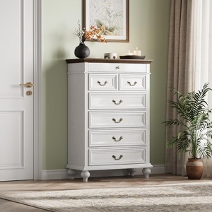 50" Rustic Farmhouse 7-Drawer Dresser - Jewelry Storage Chest for Bedroom & Living - 1 of 4