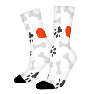 Dog Paw Footprint Women Printed Crew Socks Funny Funky Socks Soft Polyester Novelty Gifts for Artists Men - 1 of 1
