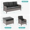 Sonkuki 5 Pieces Patio Sofa with Ottomans Set, All-Weather PE Rattan Wicker, Patio Conversation Couch with Cushion - 3 of 4