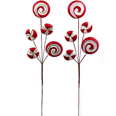 Floral Home 15" Artificial Assorted Lollipop Spray - Christmas Décor - 12-Piece