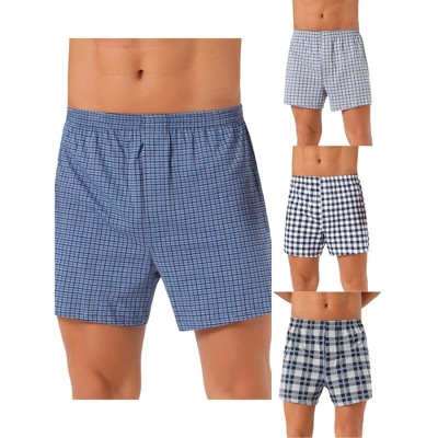 INSPIRE CHIC Men's 4 Pack Classic Elastic Waist Plaid Pattern Underwear Boxer Shorts