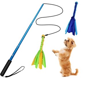 iMountek "Extendable Dog Flirt Pole with Lure & 2 Replaceable Tail Toys for Training, Tug, Chase & Exercise" Black, Blue - 1 of 4