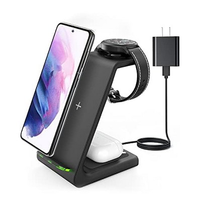 HANPURE 3 in 1 Wireless Charger for Galaxy Watch5 Pro/4/3/Active2/1 for S23 Ultra/S22/S21/S20/Note 20, Z Fold & Flip Series, Buds2 Pro