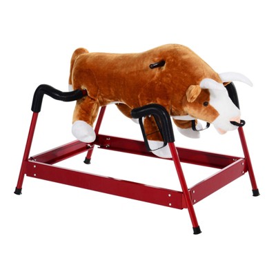 FONTOI Kids Spring Rocking Horse, Rode on Bull Style with Realistic Sounds for Children over 3 Years Old, Brown, 39.3"*23.5"*30.3"