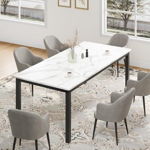 Jojoka Industrial Dining Table for 8, Wooden Long Dinner Table , Kitchen Table with Sturdy Metal Legs for Dining Room Home Office Living Room - 1 of 4
