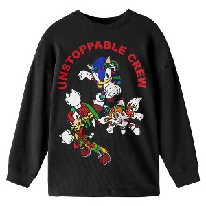 Sonic The Hedgehog Unstoppable Crew Boy's Black Sweatshirt - 1 of 3