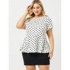 Agnes Orinda Women's Plus Size Polka Dots Fashion Workout Elegant Short Sleeves Peplum Top - 4 of 4