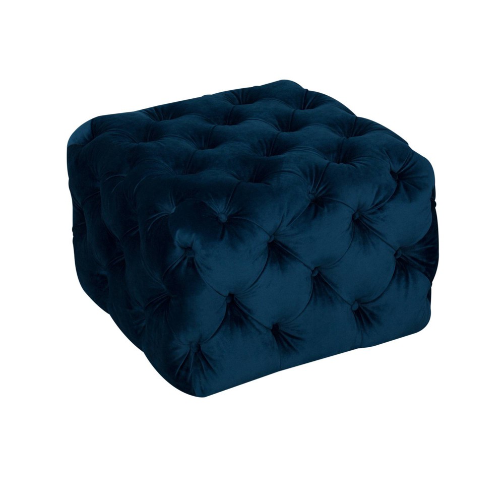 Medium Square AllOver Tufted Ottoman Navy Velvet - HomePop was $139.99 now $104.99 (25.0% off)