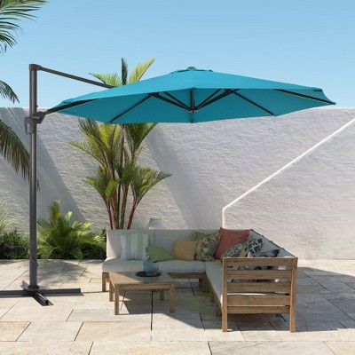Sonkuki 11FT Offset Outdoor Patio Aluminum Cantilever Umbrella with Infinite Canopy Angle Adjustment