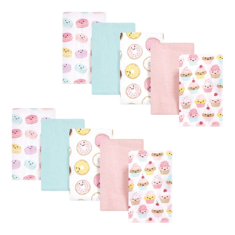 Hudson Baby Infant Girl Cotton Flannel Burp Cloths, Sweetest Cupcake, One Size, 1 of 4
