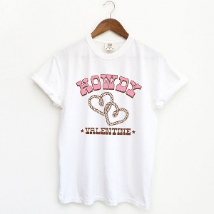 Simply Sage Market Women's Howdy Valentine Rope Hearts Short Sleeve Garment Dyed Tee - 1 of 4