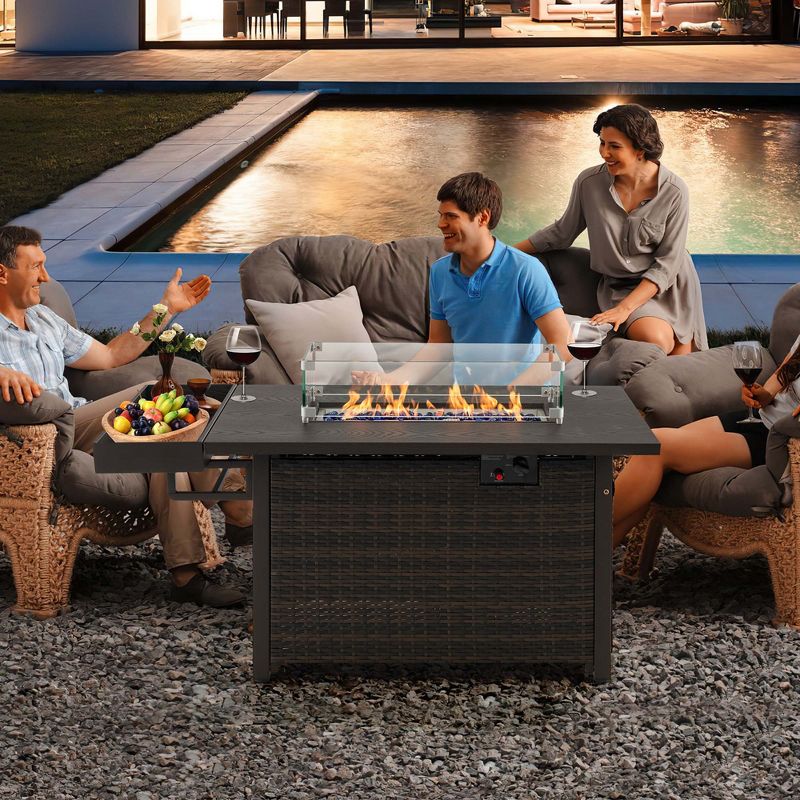Costway 52'' Outdoor Gas Fire Pit Table Patio Propane Firepit with Cover 50,000 BTU Brown/Black, 4 of 11