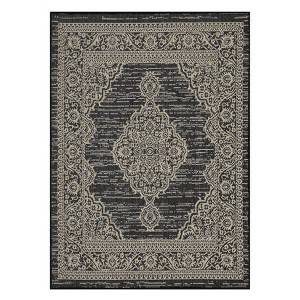 Vintage Rug Soft  Non Slip Carpet Low Pile Stain Resistant Floor Cover Oriental Accent  Rug for Living Room Bedroom Nursery,Black/4'x5'3" - 1 of 4