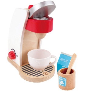Hape My Coffee Machine Wooden Kitchen Accessory for Children, 6 Piece Set-White - 1 of 4