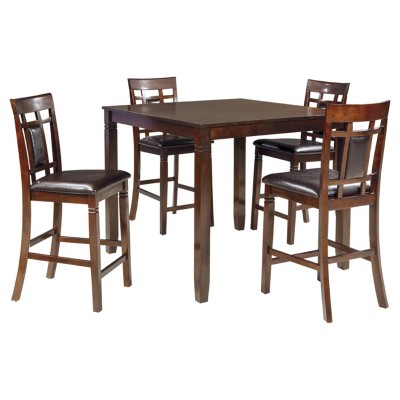 Bennox Counter Height Dining Table Set Brown: Faux Leather Stools, 5-Piece - Signature Design by Ashley