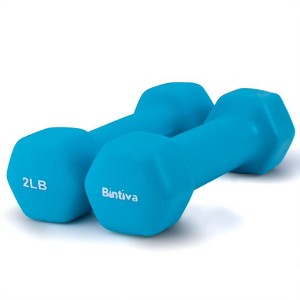 Bintiva Neoprene Hexagon shaped dumbbells - 2 lbs - Teal - 1 of 4