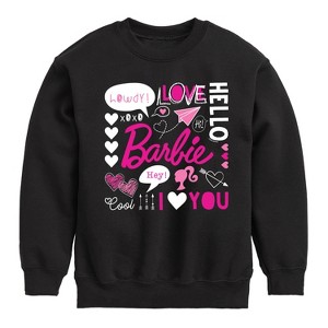 Boys' - Barbie - Barbie Valentine's Collage Graphic Long Sleeve Fleece Sweatshirt - 1 of 4