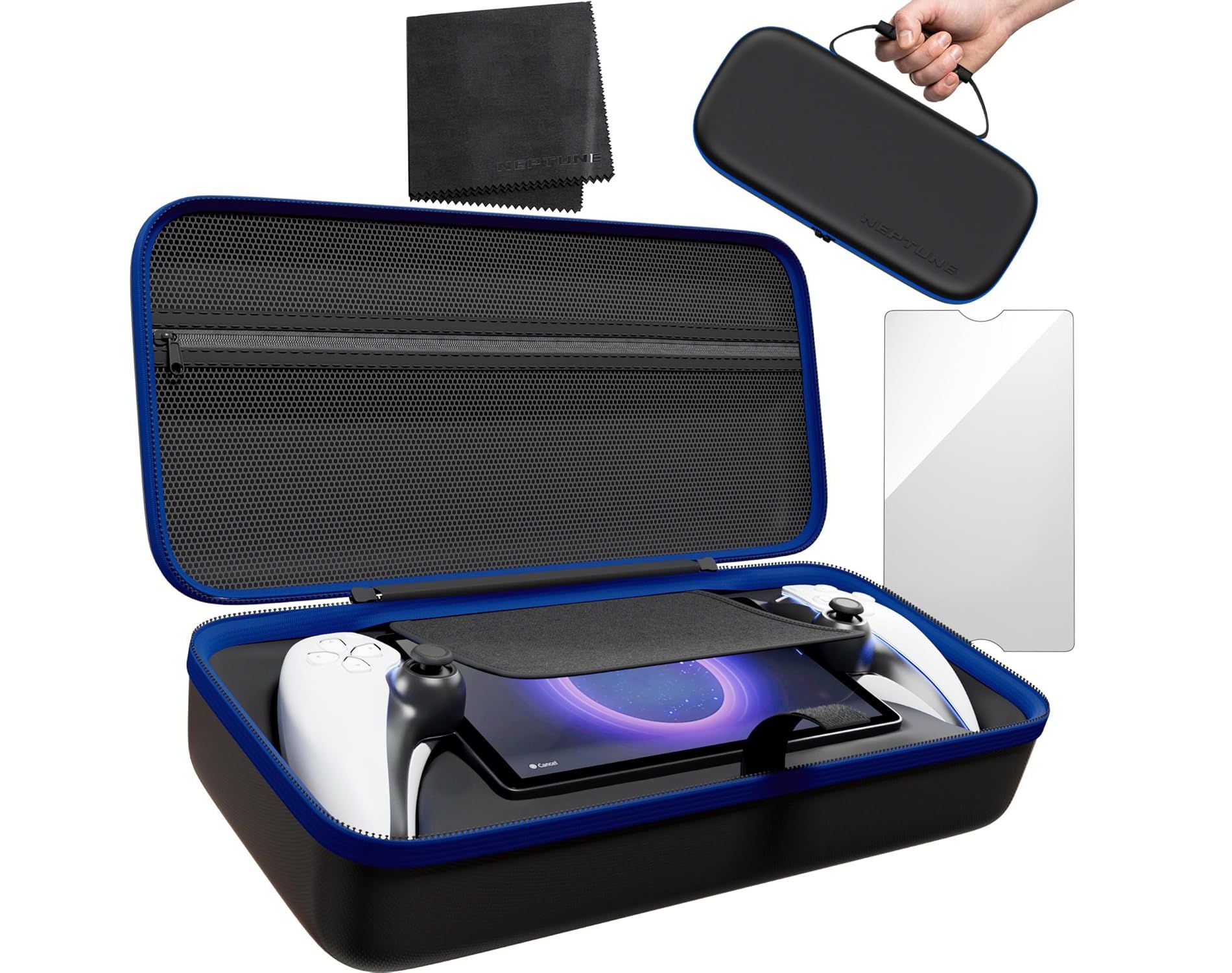 Neptune (Black And Blue) Protective Carrying Case For Playstation Portal
