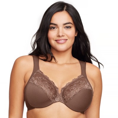 Glamorise Womens Low Cut Wonderwire Lace Underwire Bra 1240 Mocha 36dd :  Target