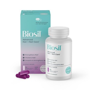 Biosil Advanced Hair + Nail Care - 60 Capsules - Grow, Strengthen & Thicken Hair and Nails - with Patented ch-OSA & Biotin - 30-Day Supply - 1 of 4