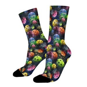 Colorful Pickleball Women Printed Crew Socks Funny Funky Socks Soft Polyester Novelty Gifts for Artists Men - 1 of 1