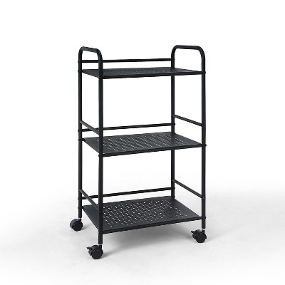 SunnyPoint Minimalist Style 3 Tier Utility Rolling Shelf Cart Black (YP-3TC-B)