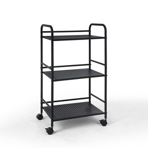 SunnyPoint Minimalist Style 3 Tier Utility Rolling Shelf Cart Black (YP-3TC-B) - 1 of 4