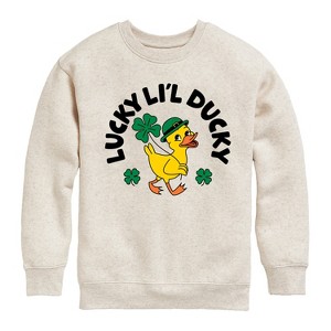 Boys' - Instant Message - St. Patrick's Day Lucky Lil Ducky Graphic Long Sleeve Fleece Sweatshirt - 1 of 4
