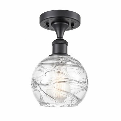 Athens Deco Swirl - 1 Light Semi-Flush Mount In Industrial Style-11 Inches Tall and 6 Inches Wide