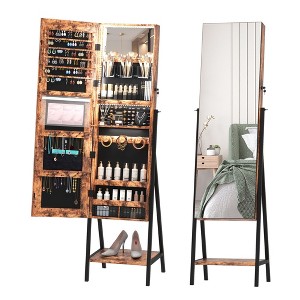 Fredees 47.2" LED Jewelry Cabinet Armoire, Standing Full-Length Mirror with Jewelry Storage & Organizer, Lockable - 1 of 4