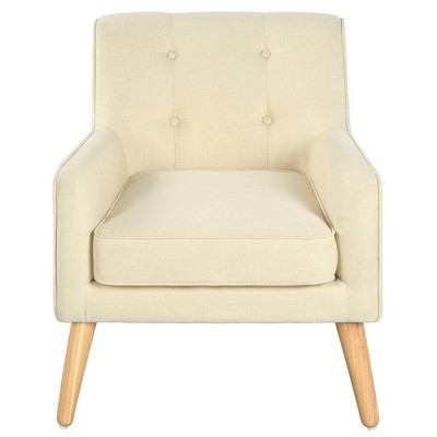 OUTSUPPLY Mid-Century Modern Arm Chair with Tufted Back, Upholstered Fabric Accent Chair with Wood Legs for Living Room, Den