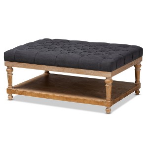 Lindsey Linen Fabric Upholstered Wood Cocktail Ottoman - Baxton Studio - 1 of 4