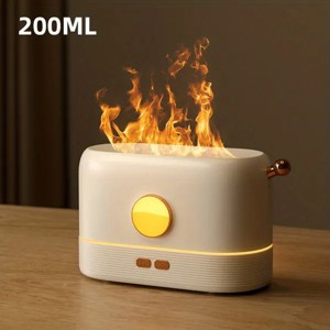 3D Flame Humidifier; Portable Silent Aromatherapy Essential Oil Diffuser With Flame Night Light For Home; Office; Kids Bedroom 250ml Cool Mist - 1 of 4